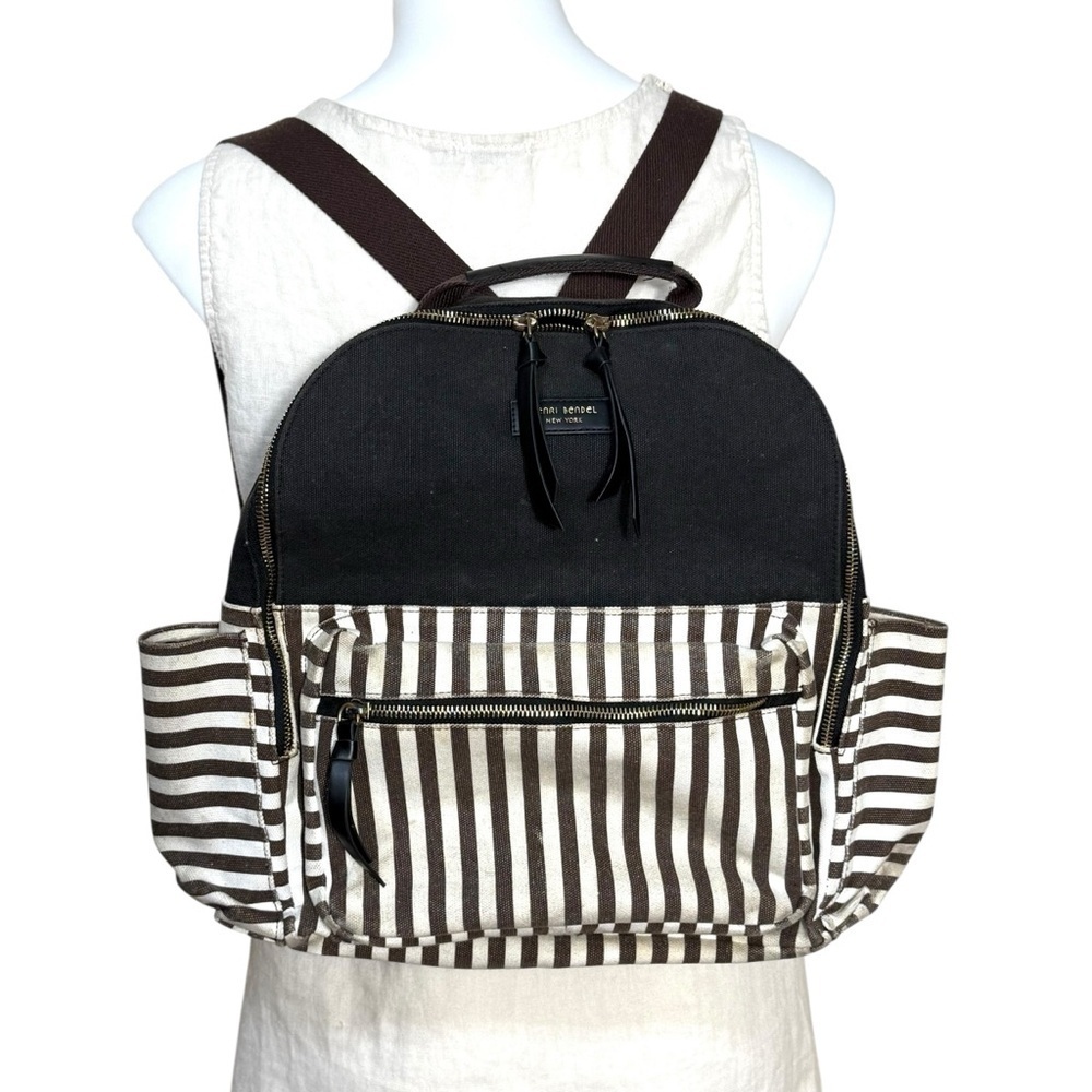 Henri Bendel canvas striped centennial backpack